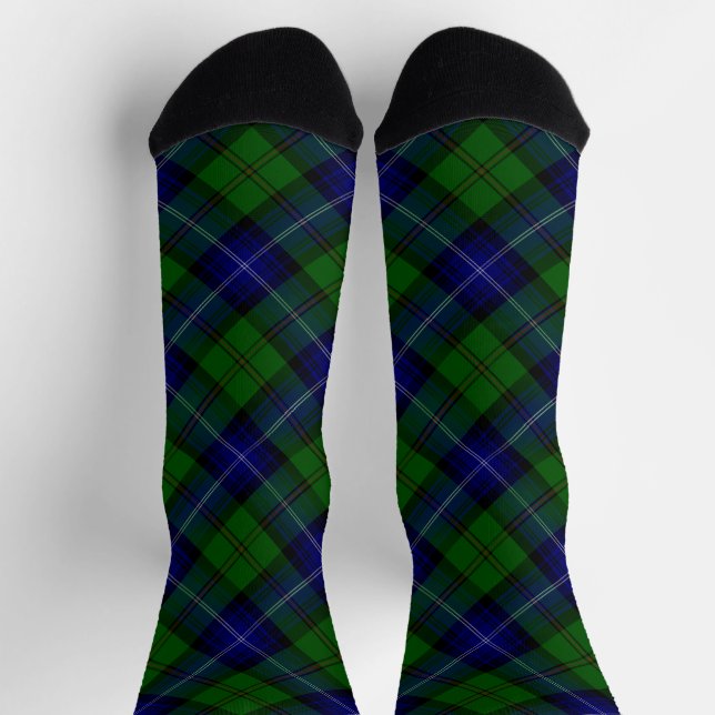 Chaussette Urquhart tartan bleu vert plaid (Haut)