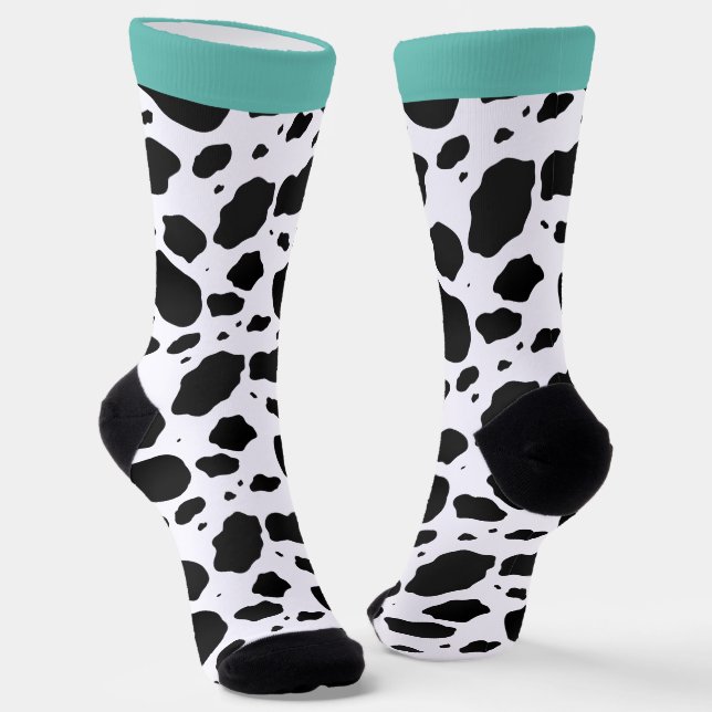 Chaussette Vache animale Turquoise amusante Imprimer (Angulaire)