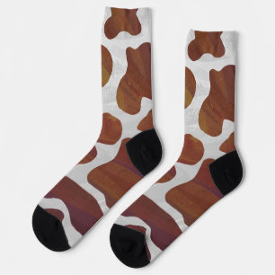 Chaussette Vache Brown et Motif blanc