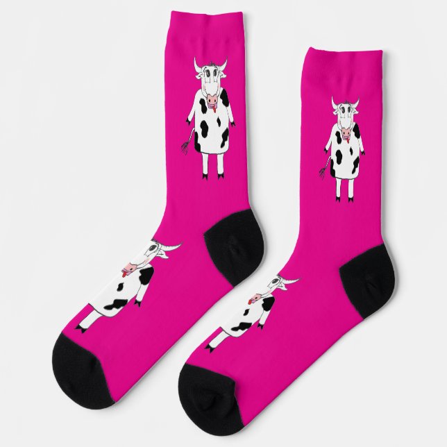Chaussette vache caricaturale (Gauche)