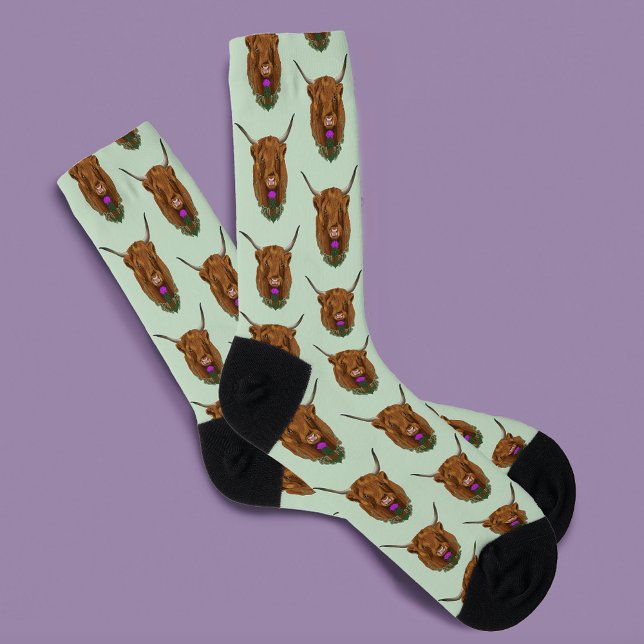 Chaussette Vache écossaise des Highlands Thistle celtique vio (Créateur téléchargé)