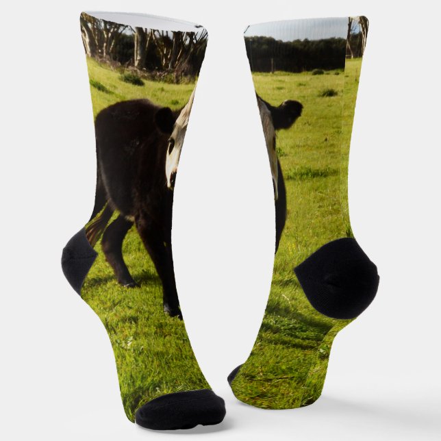 Chaussette Vache Noire À Visage Blanc Et Mohawk, (Angulaire)