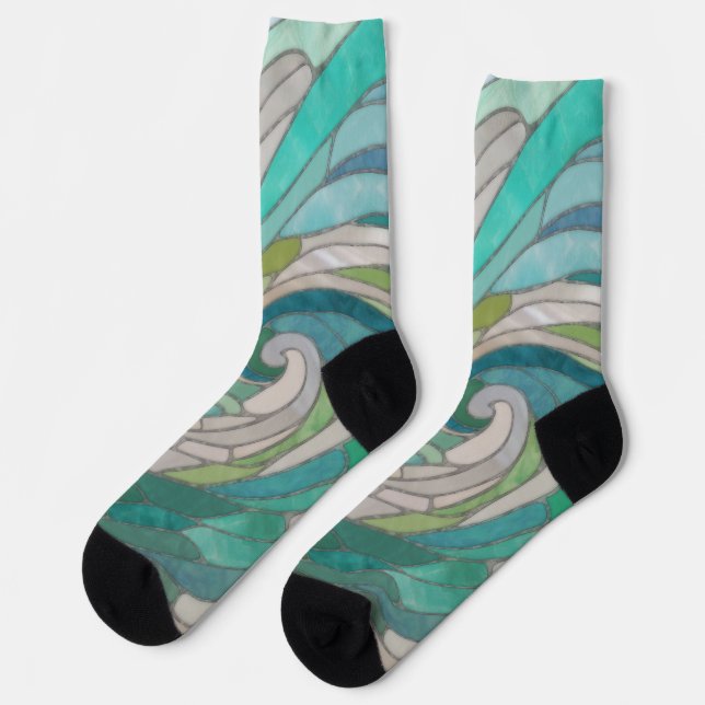 Chaussette Vague et lune de mosaïque (Gauche)