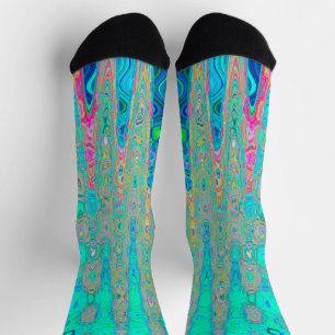 Chaussette Vagues Atomiques Abstraites Rétro Groovy Arc-en-Ci