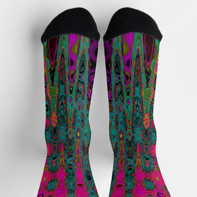 Chaussette Vagues atomiques Abstraites Turquoise Trippy (Haut)