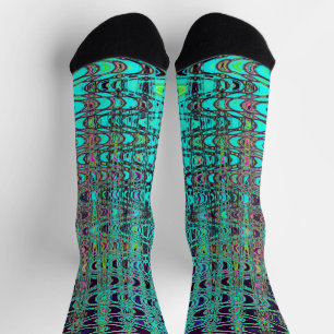 Chaussette Vagues de Boomerang Rétro Aqua Kaléidoscopique Abs