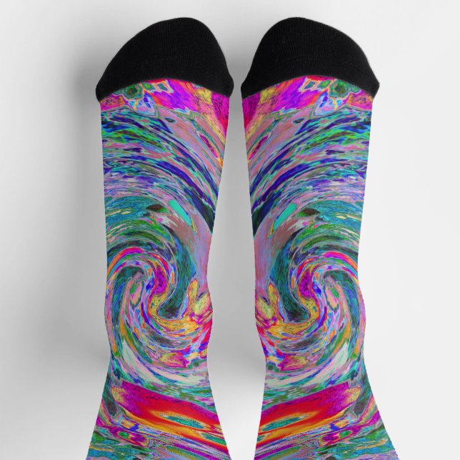 Chaussette Vagues de couleur abstraites florales psychédéliqu (Haut)