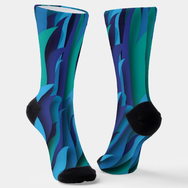 Chaussette Vagues de différentes couleurs du bleu au vert (Angulaire)