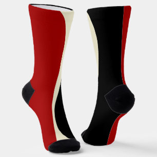 Chaussette Vagues simples 2 en rouge et crème
