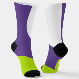 Chaussette Vagues simples en vert citron vert et violet