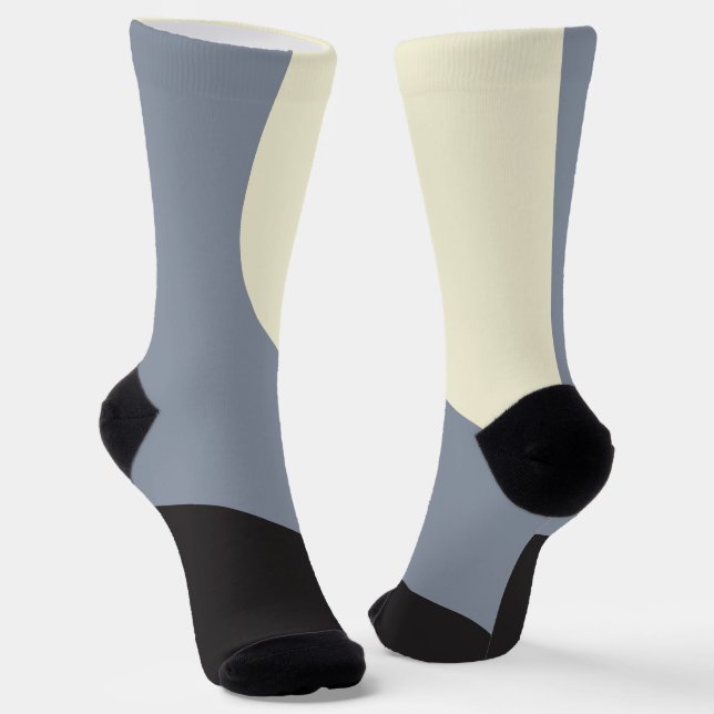 Chaussette Vagues simples - Noir, Gris et Crème (Angulaire)