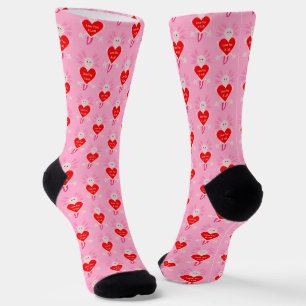 Chaussette Valentines Jour Amour Coeur Axolotl Motif