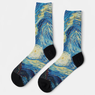 Chaussette Van Gogh Nuit étoilée Vintage Bleu Chef-d'œuvre