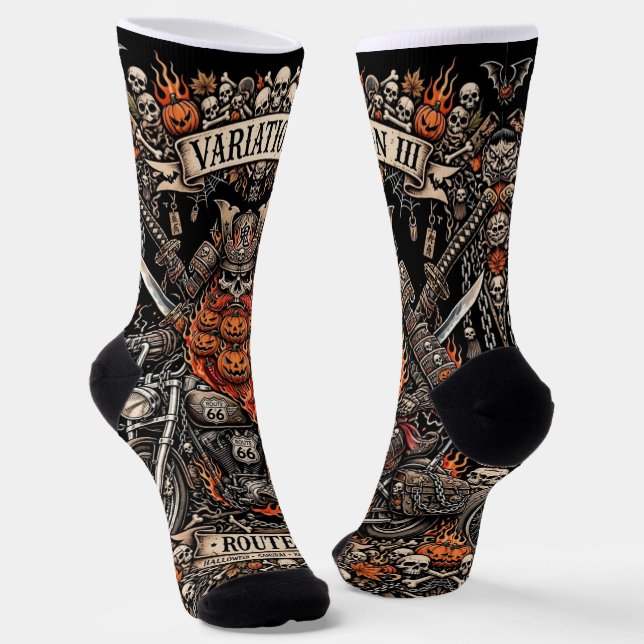 Chaussette Variation III Route 66,Samouraï Citrouille Barbe B (Angulaire)