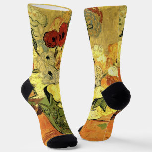 Chaussette Vase japonais, roses, anémones par Vincent van Gog