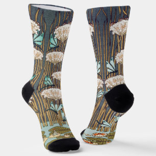 Chaussette Verneuil Dragonfly Water Lily Art Nouveau : Vintag
