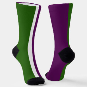 Chaussette Vert blanc violet couleur pâle Design de bloc de c