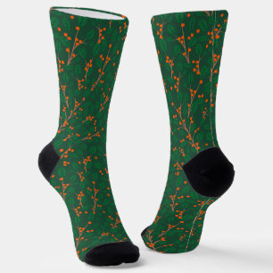 Chaussette Vert Botanique Orange Baie Noël