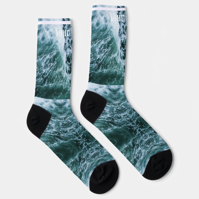 Chaussette Vert de mer | Nom personnalisé (Droite)