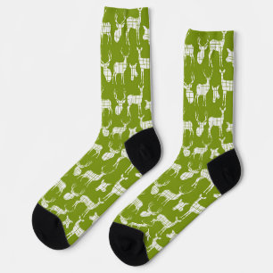Chaussette Vert et blanc partout sur Chaussettes de cerfs