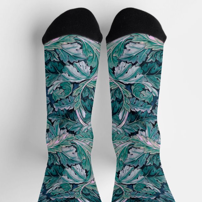 Chaussette Vert et Turquoise Feuilles Morris (Haut)