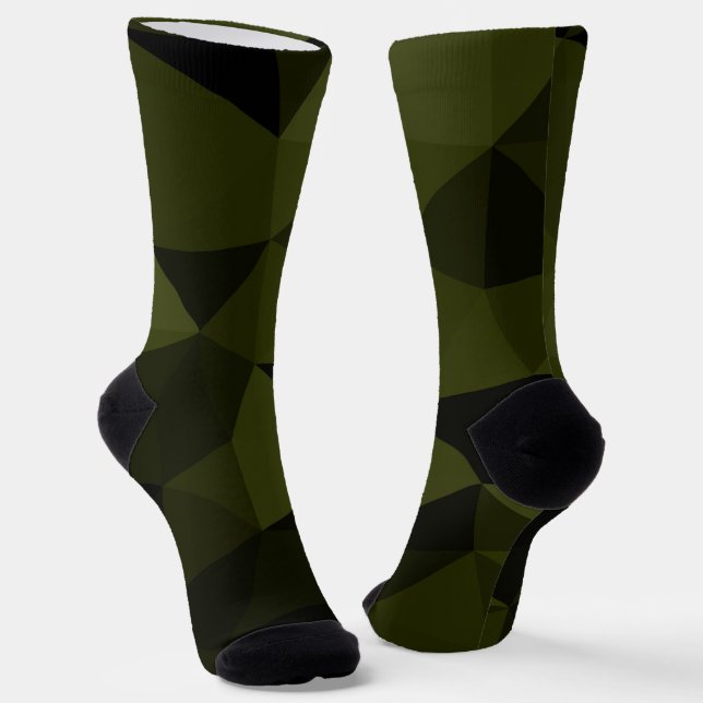 Chaussette Vert foncé de l'armée noir motif de maille géométr (Angulaire)