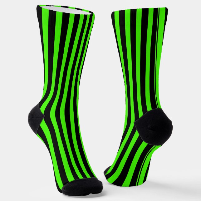 Chaussette Vert slime Halloween et rayures noires  (Angulaire)