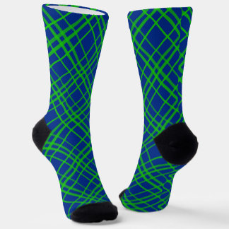 Chaussette Vert Sur Bleu Tartan Plaid Design Motif