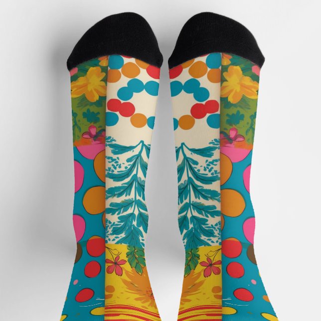 Chaussette Vibes Groovy 70s Motif Rétro (Haut)