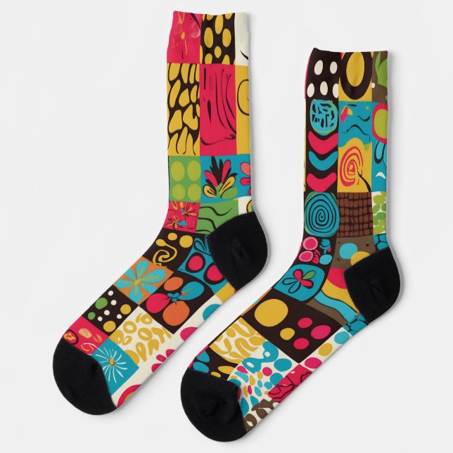 Chaussette Vibes Groovy des années 70 Motif Rétro (Gauche)