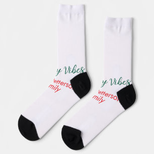 Chaussette Vibes rouges Noël ajouter nom de famille date b