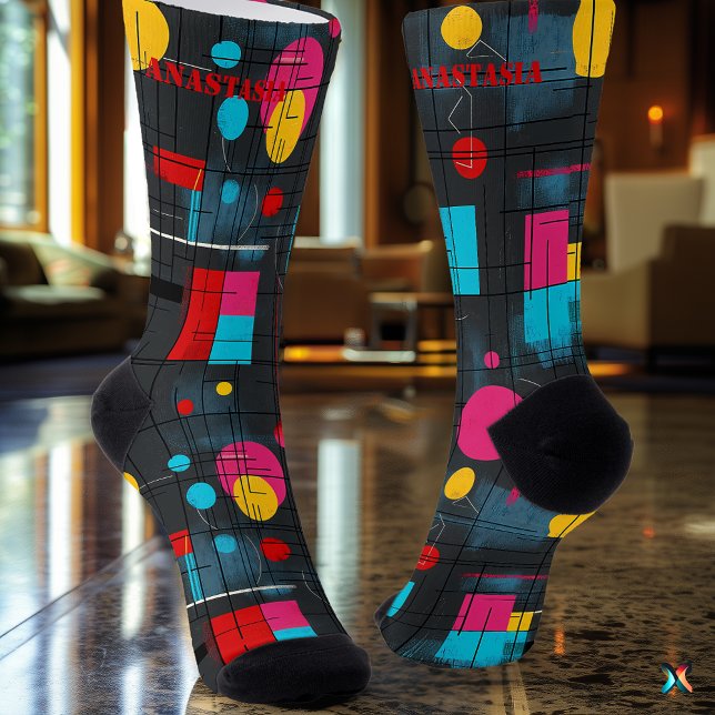 Chaussette Vibrant Abstract Socks with Bold Geometric Design (Créateur téléchargé)