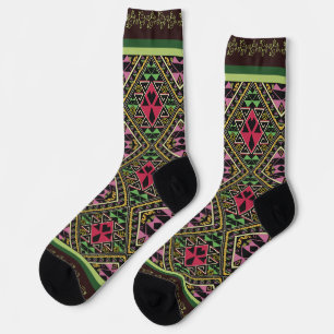Chaussette Vibrant rose et vert tissu Abstrait Art