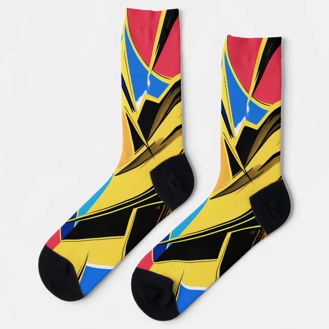 Chaussette Vibrant Stylized Portrait with Abstract Elements (Gauche)
