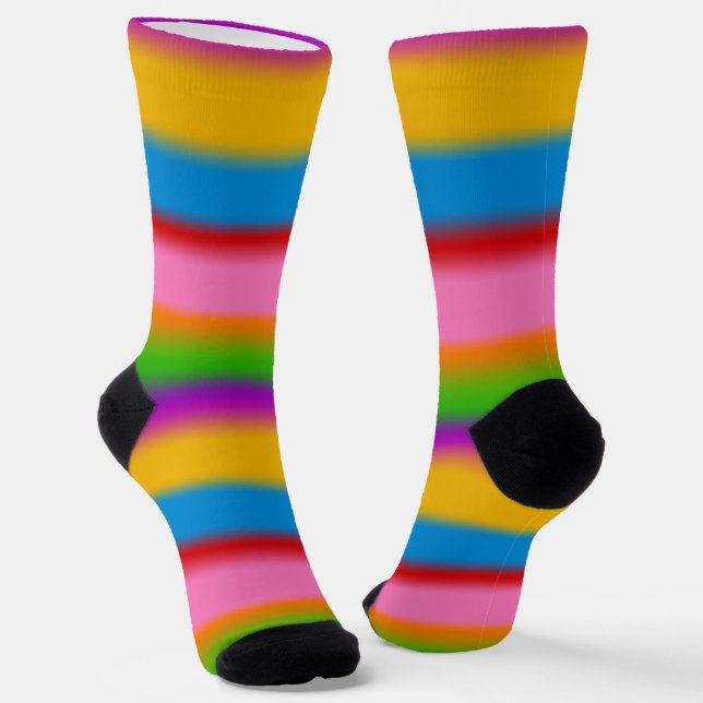Chaussette Vibrantes rayures dégradées arc-en-ciel multicolor (Angulaire)