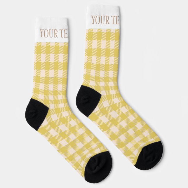 Chaussette Vichy jaune vert en vichy plaid preply coché (Droite)