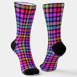 Chaussette Vichy Madras à carreaux arc-en-ciel lumineux