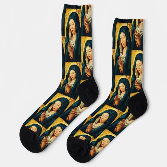 Chaussette Vierge Marie Hodegetria Icône Byzantine Catholique (Gauche)