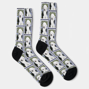 Chaussette Vieux anglais Sheepdog Puppy Painpy Pet Dog Art