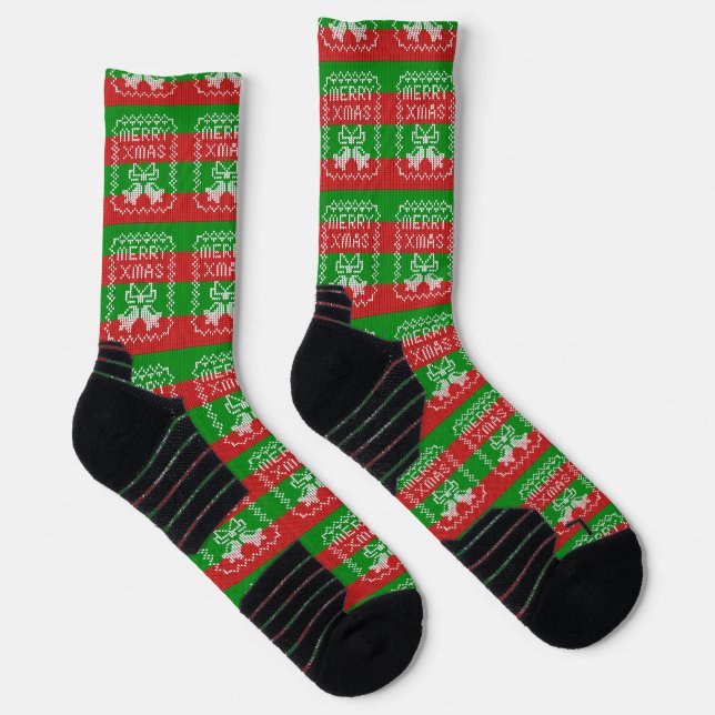 Chaussette Vilain pull motif sonnettes Joyeux fils Xmas (Droite)