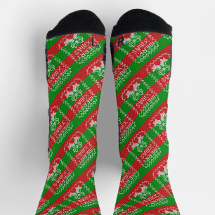 Chaussette Vilain pull motif sonnettes Joyeux fils Xmas