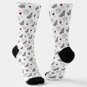 Chaussette Vin Café et chats Cute Cartoon Nouveauté
