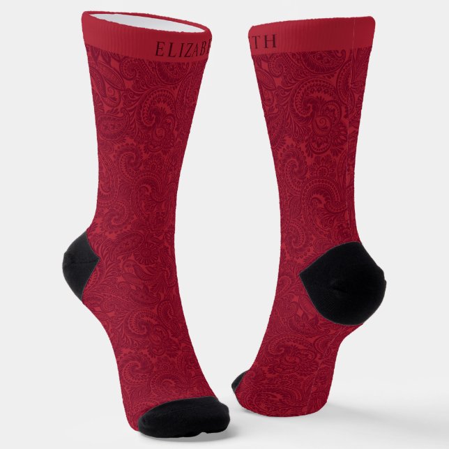 Chaussette Vin rose foncé personnalisé Maroon rouge Motif de  (Angulaire)