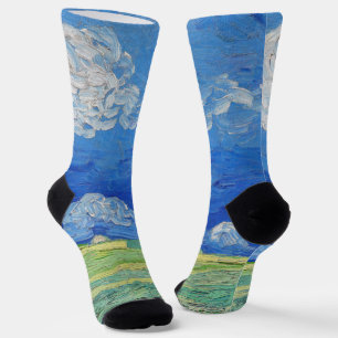 Chaussette Vincent van Gogh - Champs de blé sous des nuages o