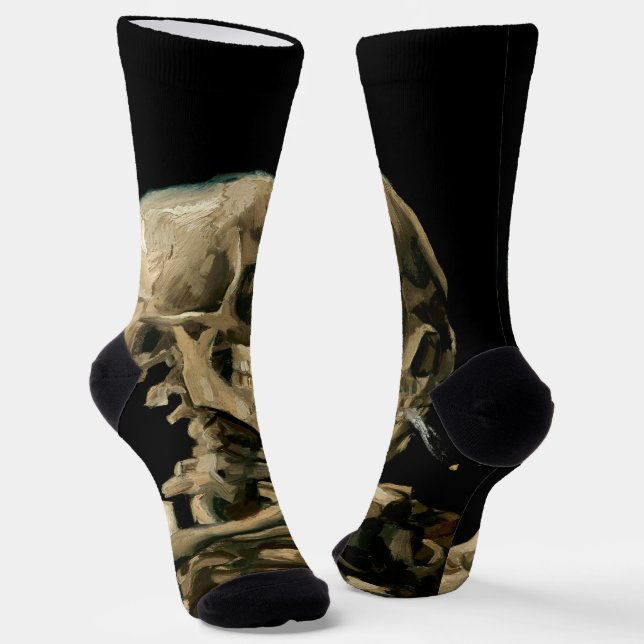 Chaussette Vincent van Gogh - Crâne avec cigarette brûlante (Angulaire)