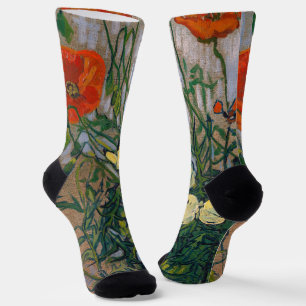 Chaussette Vincent van Gogh - Papillons et Coquelicots