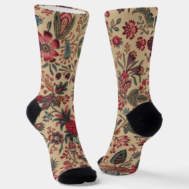 Chaussette Vintage Broderie Antique Florale Ameublement (Angulaire)