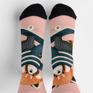 Chaussette Vintage Panda Roux Mignon Planche à Roulettes