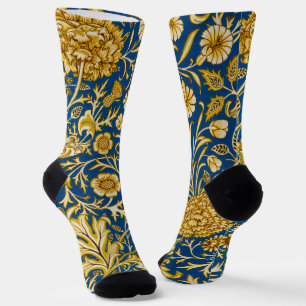 Chaussette Vintage William Morris Cherwell Bleu Art Floral
