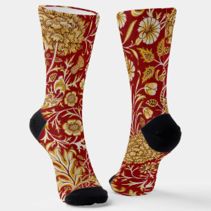 Chaussette Vintage William Morris Cherwell Rouge Floral Art